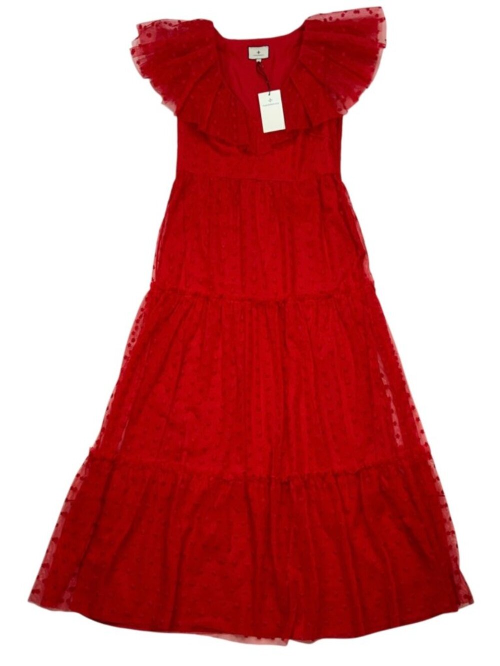Tuckernuck Tulle Giselle Gown Dress M Red Ruffles Maxi NEW - Picture 14 of 14